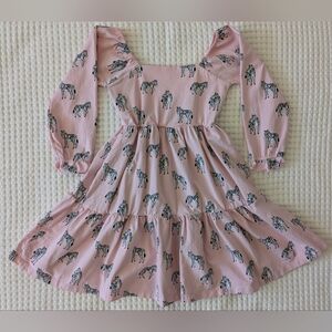Monica + Andy Pink Zebra Print Organic Cotton Tiered Twirl Dress Girls Size 8